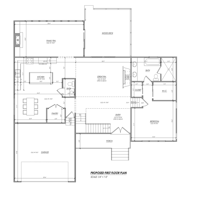 Proposed first-floor architectural plan for 38 Dubois Avenue.