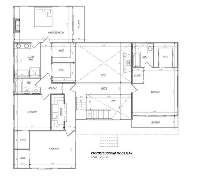 Proposed second-floor architectural plan for 38 Dubois Avenue.
