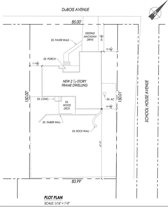 Plot plan and property survey for 38 Dubois Avenue.