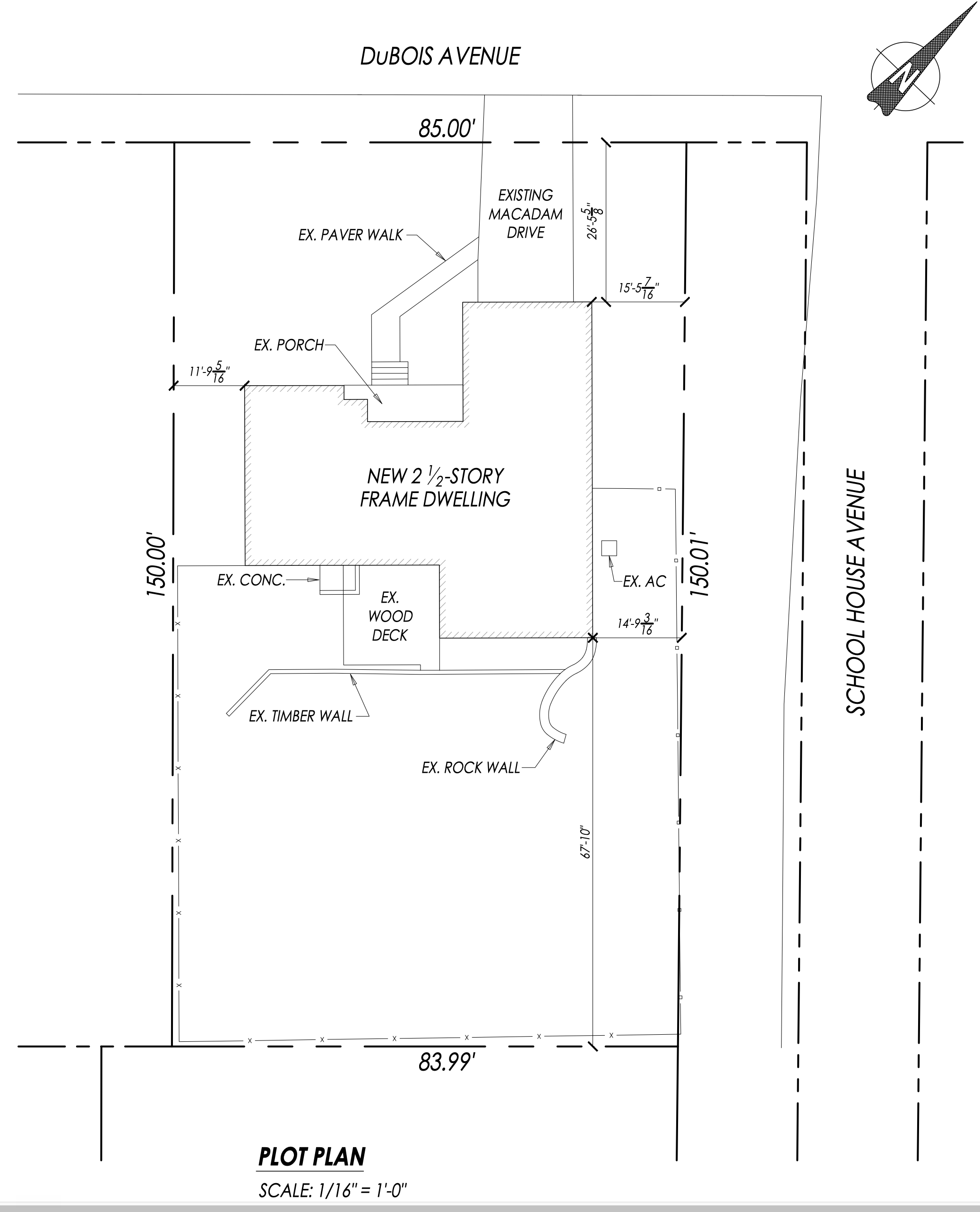 Plot plan and property survey for 38 Dubois Avenue.